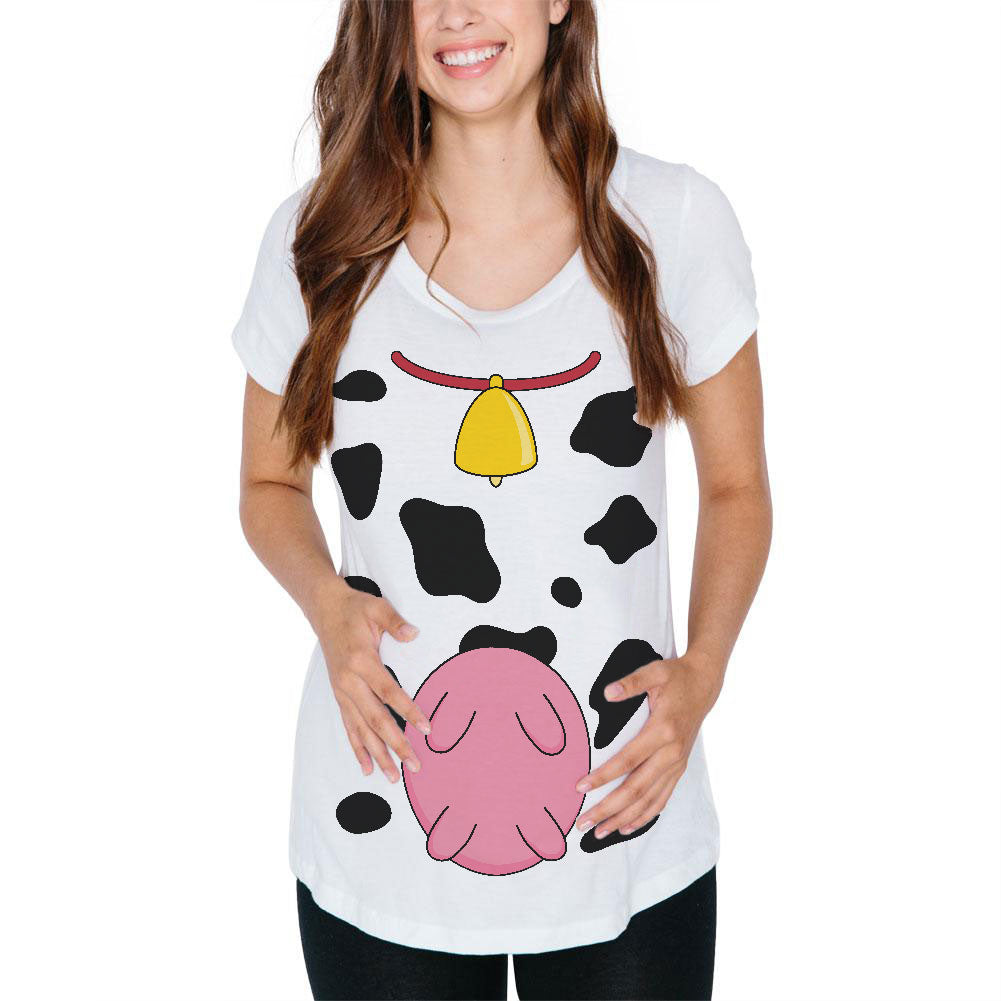 Halloween Cow Costume Udders Funny Maternity Soft T Shirt Maternity T-Shirts Old Glory SM  