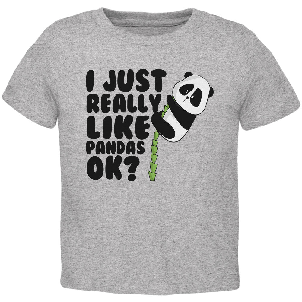 I Just Really Like Pandas Cute Toddler T Shirt Toddler T-Shirts Old Glory 2T Grey 