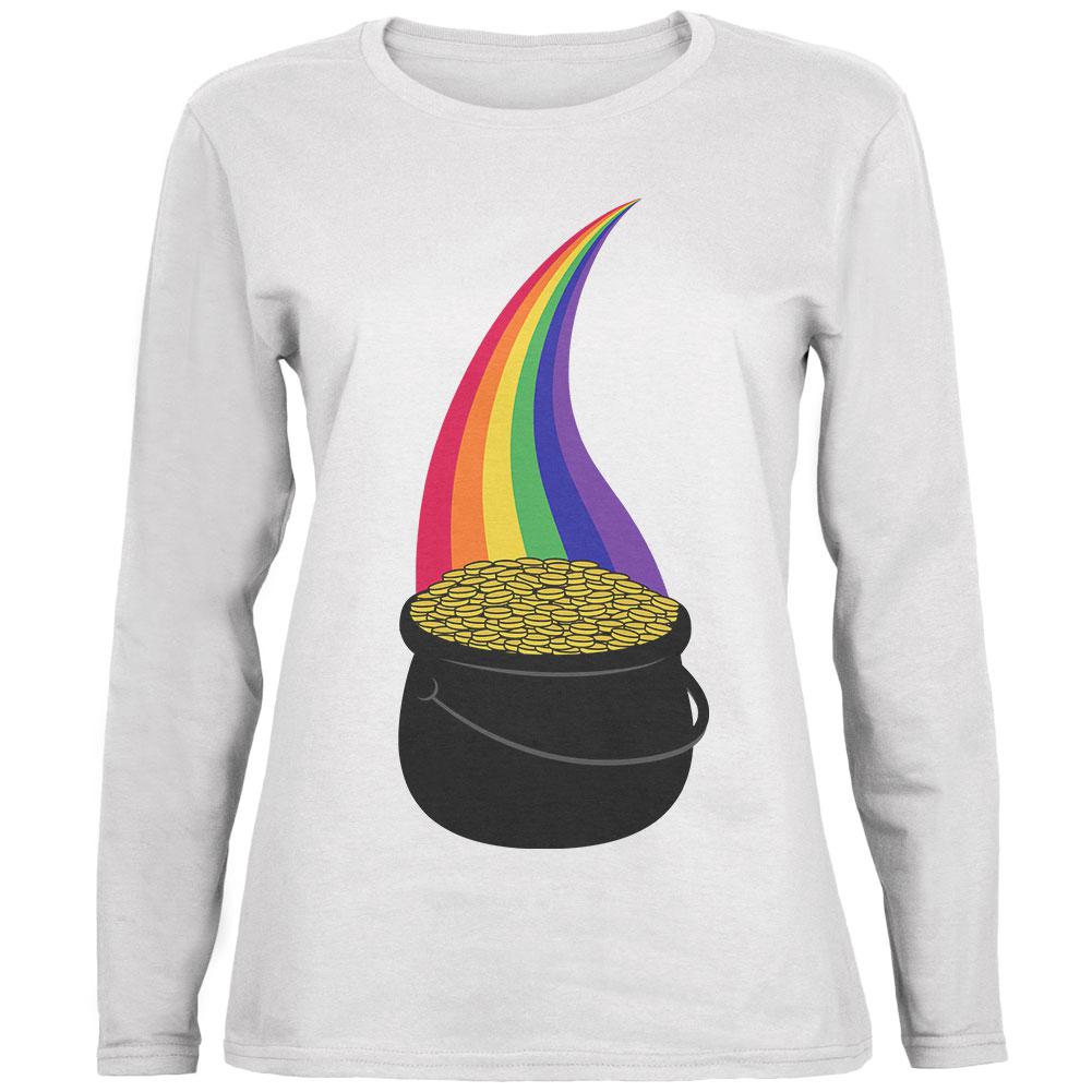 Halloween Pot of Gold Rainbow Costume Ladies' Relaxed Jersey Long-Sleeve Tee Women's Long Sleeves Old Glory 2XL White 