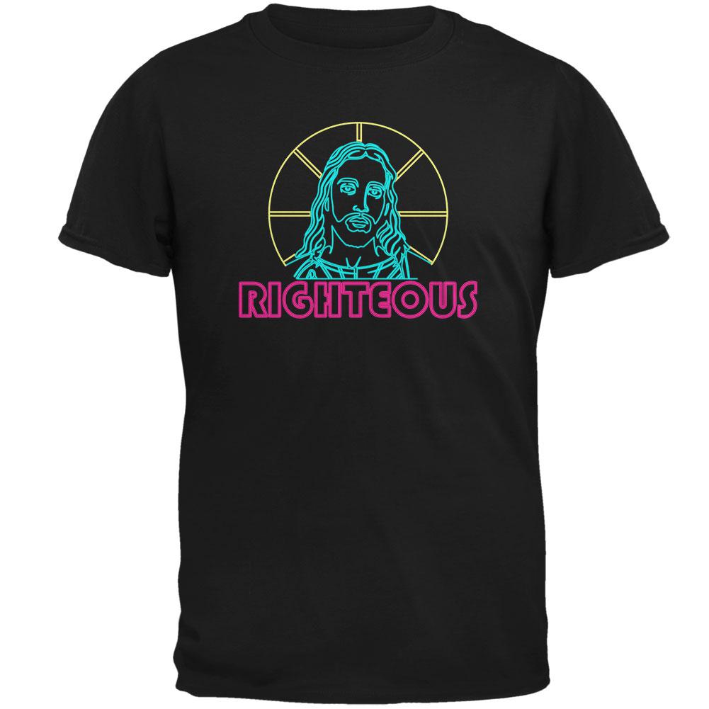 80's Neon Righteous Jesus Christ Religion Mens T Shirt Men's T-Shirts Old Glory 2XL Black 