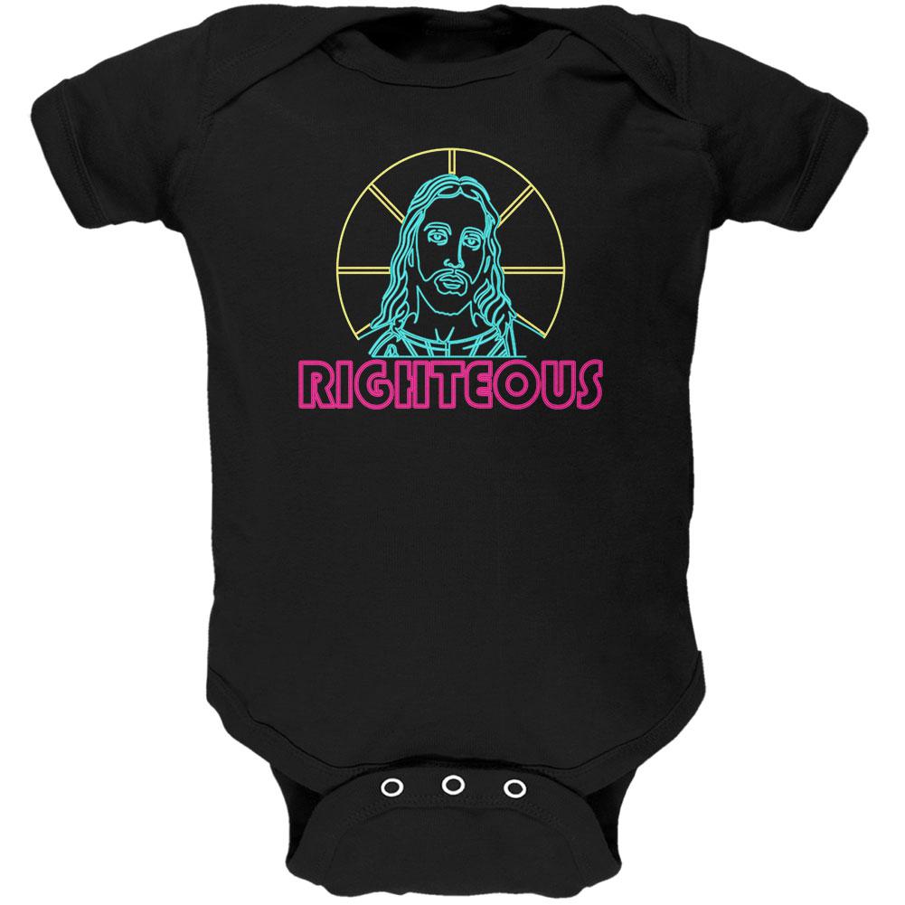 80's Neon Righteous Jesus Christ Religion Soft Baby One Piece Baby One Piece Old Glory 0-3M Black 