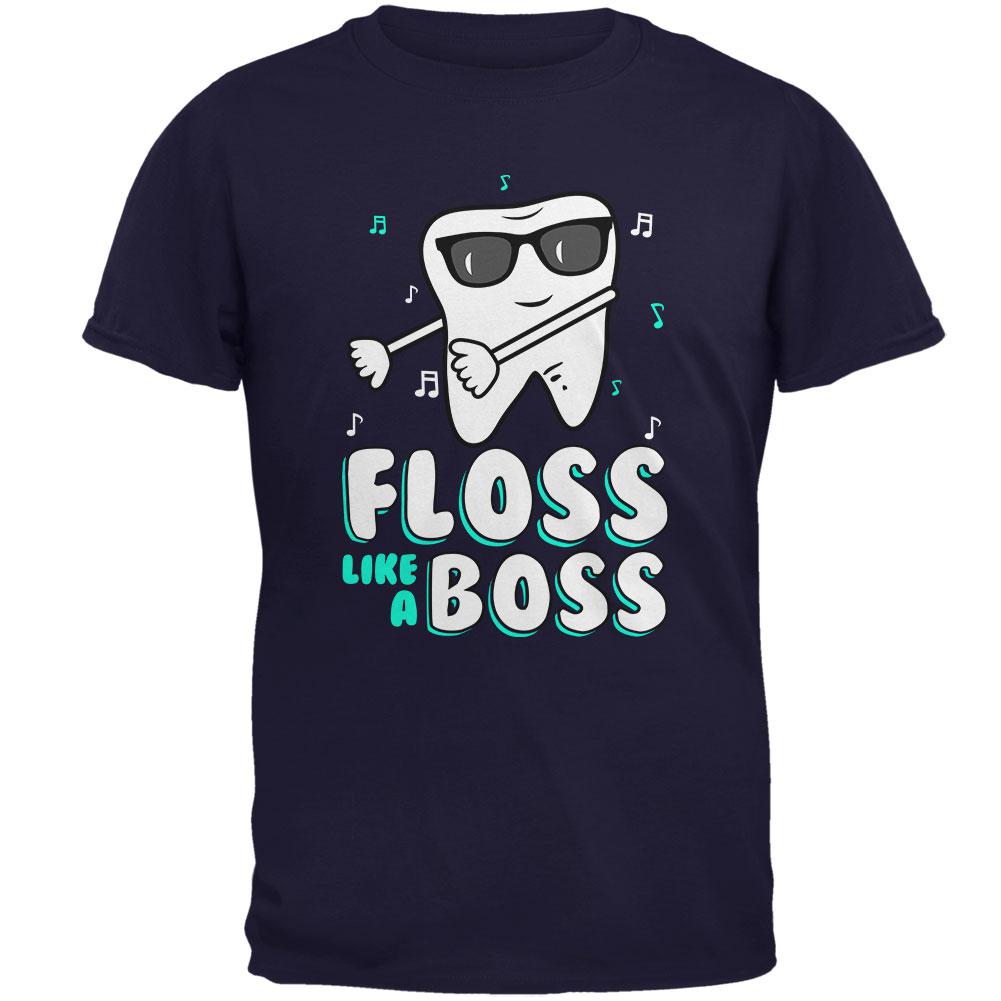 Flossing Tooth Dance Dentist Mens T Shirt Men's T-Shirts Old Glory 2XL Navy 