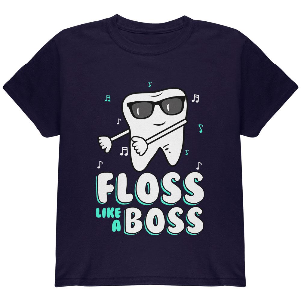 Flossing Tooth Dance Dentist Youth T Shirt Youth T-Shirts Old Glory LG Navy 