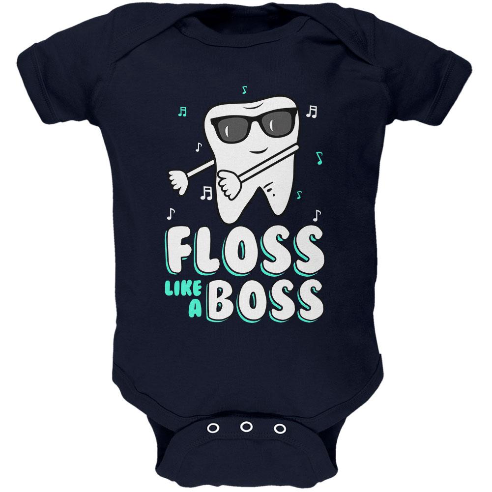 Flossing Tooth Dance Dentist Soft Baby One Piece Baby One Piece Old Glory 0-3M Navy 