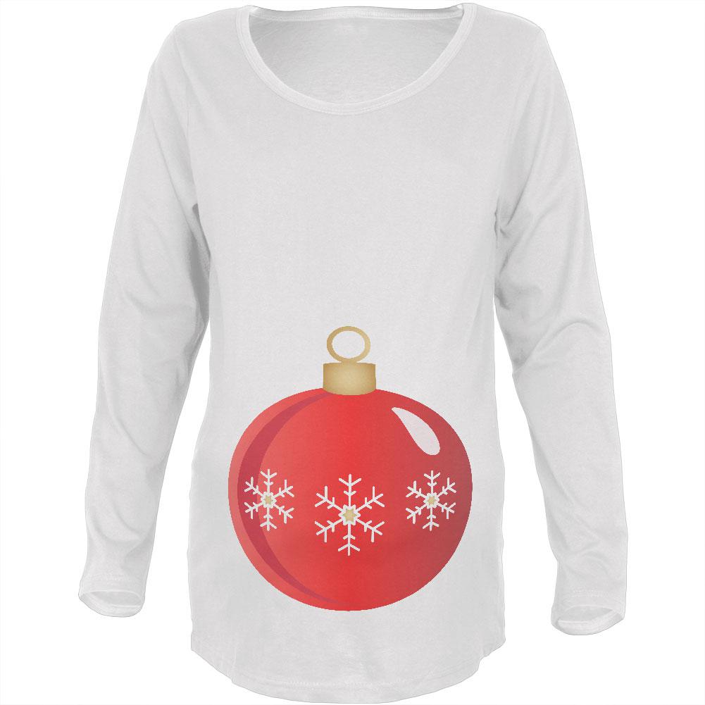 Christmas Ornament Costume Maternity Soft Long Sleeve T Shirt Maternity Long Sleeve T-Shirts Old Glory 2XL White 