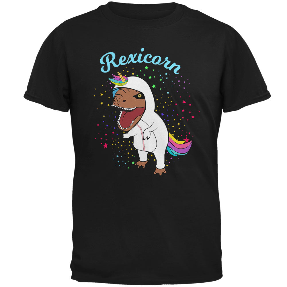 T-Rex Dinosaur in Unicorn Costume Rexicorn Mens T Shirt Men's T-Shirts Old Glory 2XL Black 