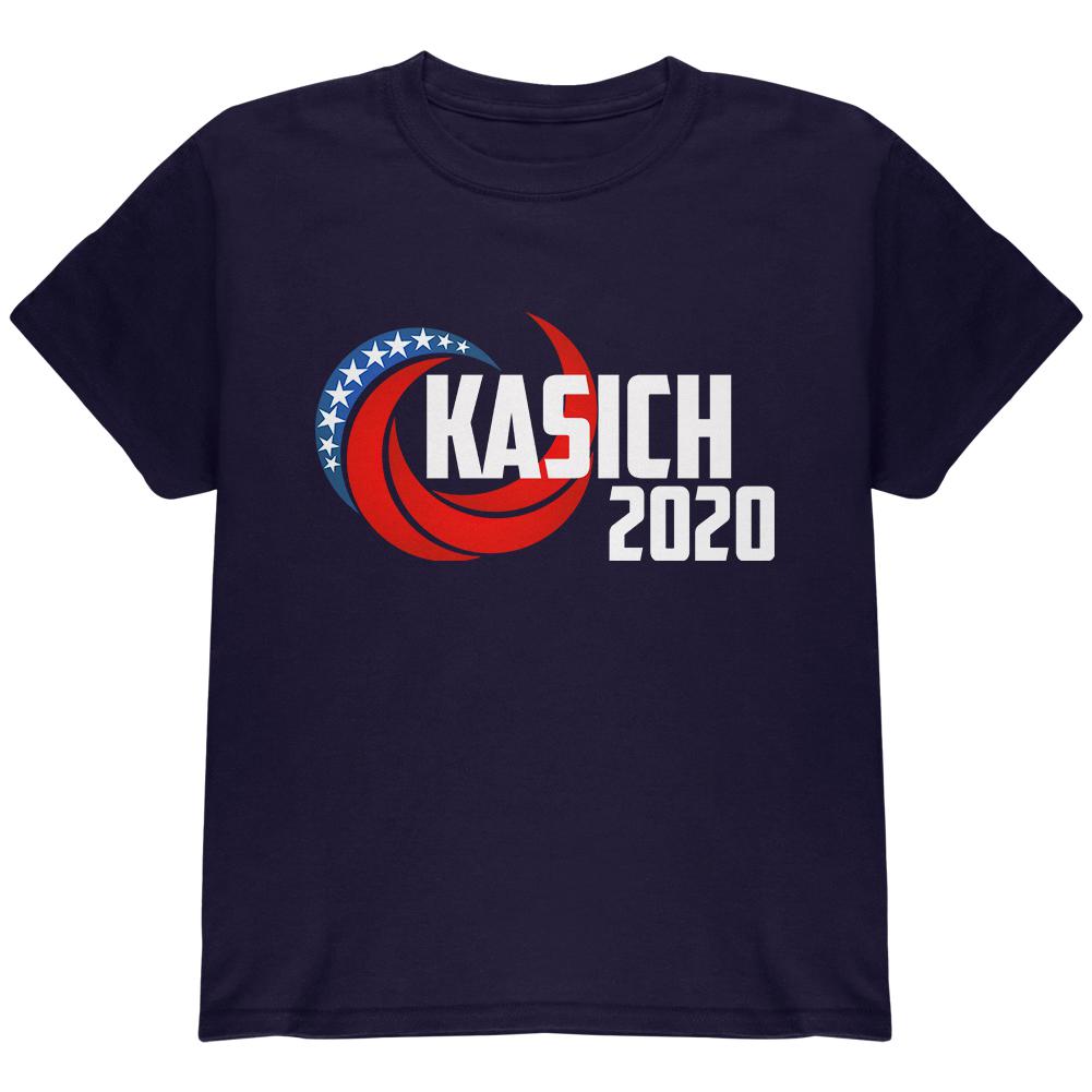 Presidential Election 2020 John Kasich Swoosh Youth T Shirt Youth T-Shirts Old Glory LG Navy 