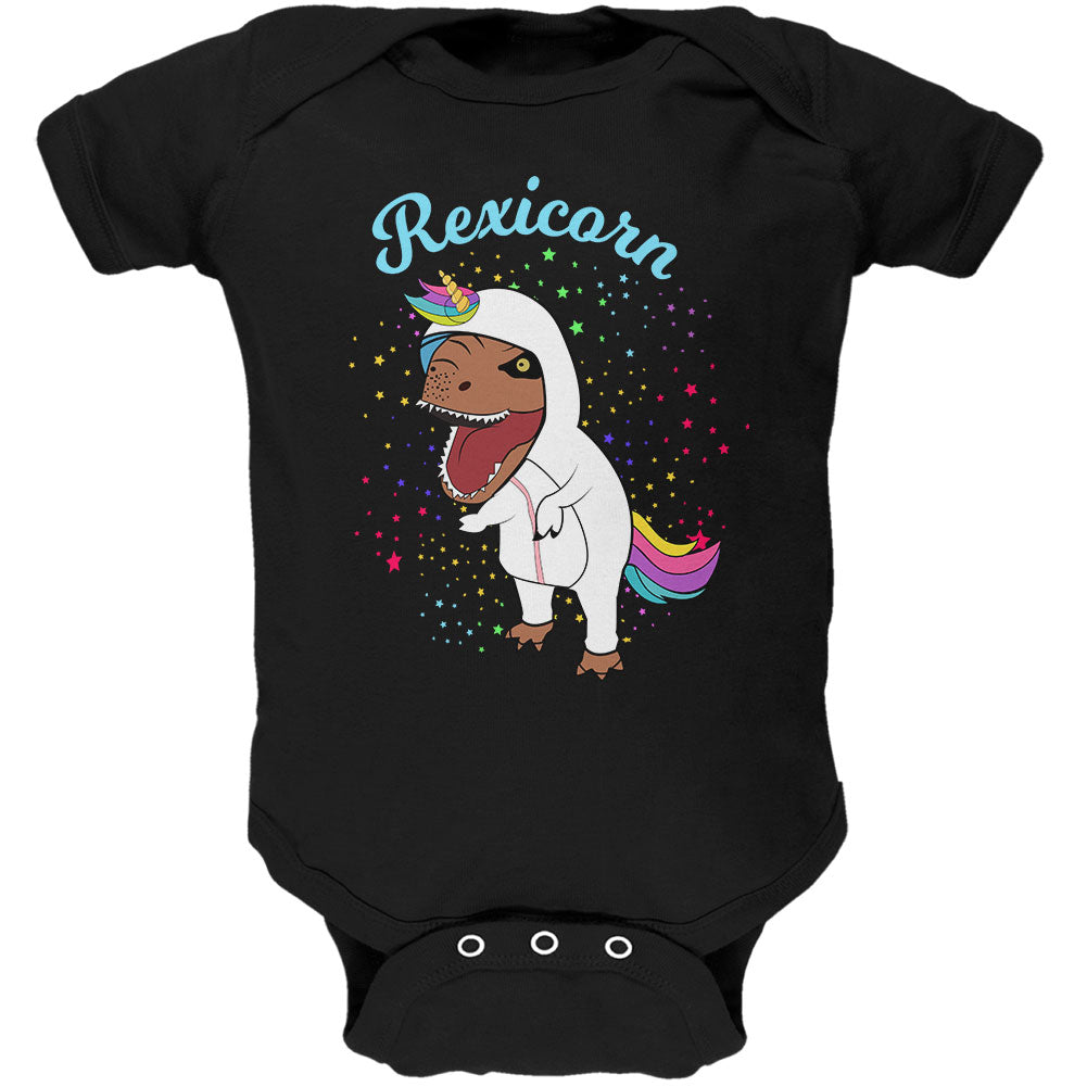 T-Rex Dinosaur in Unicorn Costume Rexicorn Soft Baby One Piece Baby One Piece Old Glory 0-3M Black 