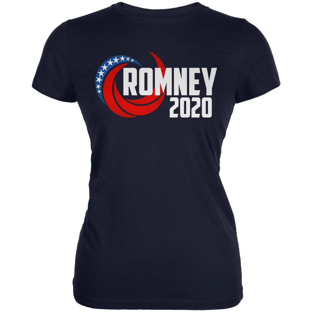 Presidential Election 2020 Mitt Romney Swoosh Juniors Soft T Shirt Juniors T-Shirts Old Glory 2XL Navy 