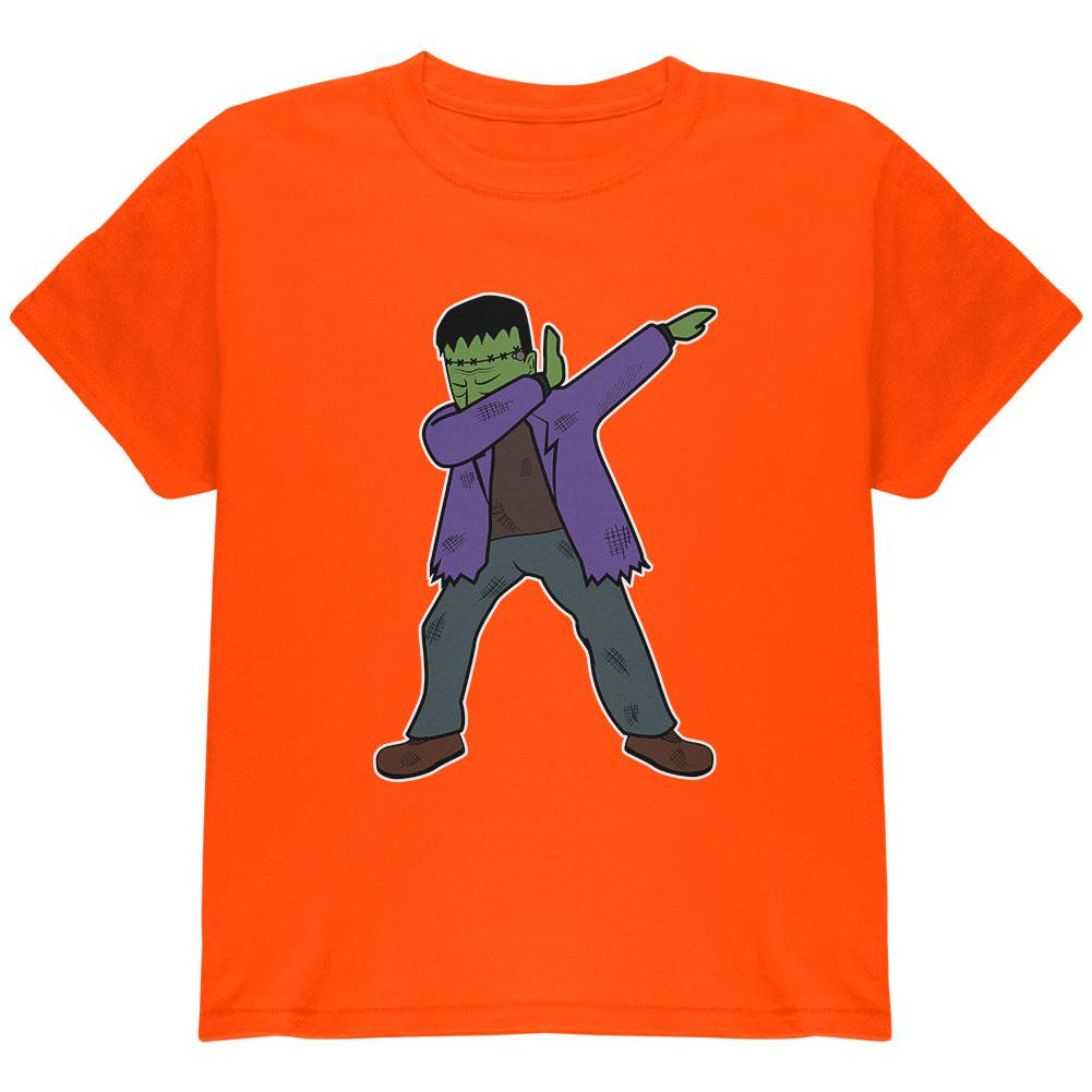 Halloween Dabbing Frankenstein's Monster Youth T Shirt Youth T-Shirts Old Glory LG Orange 