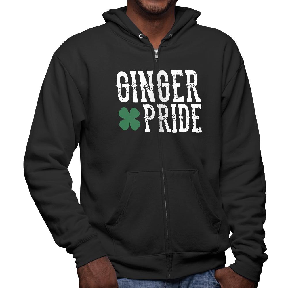 St. Patricks Day Ginger Pride Mens Full Zip Hoodie Men's Hoodies Old Glory 2XL Black 