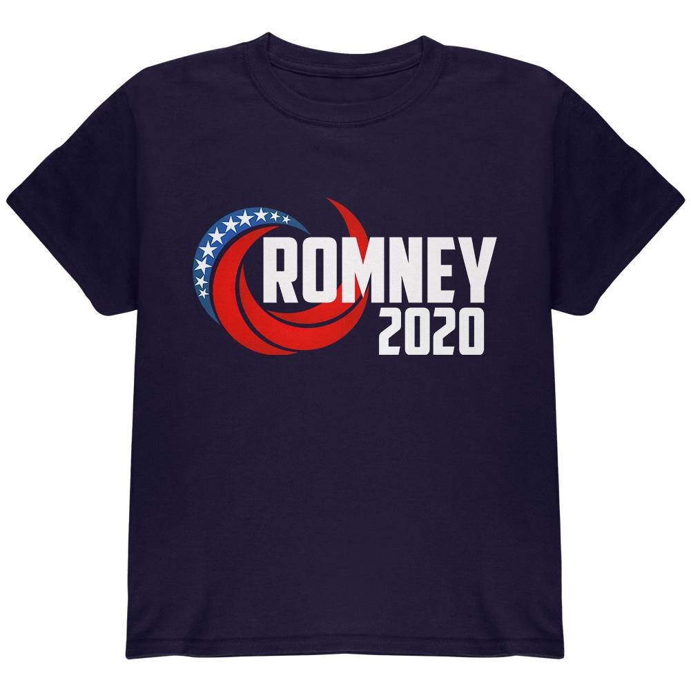 Presidential Election 2020 Mitt Romney Swoosh Youth T Shirt Youth T-Shirts Old Glory LG Navy 