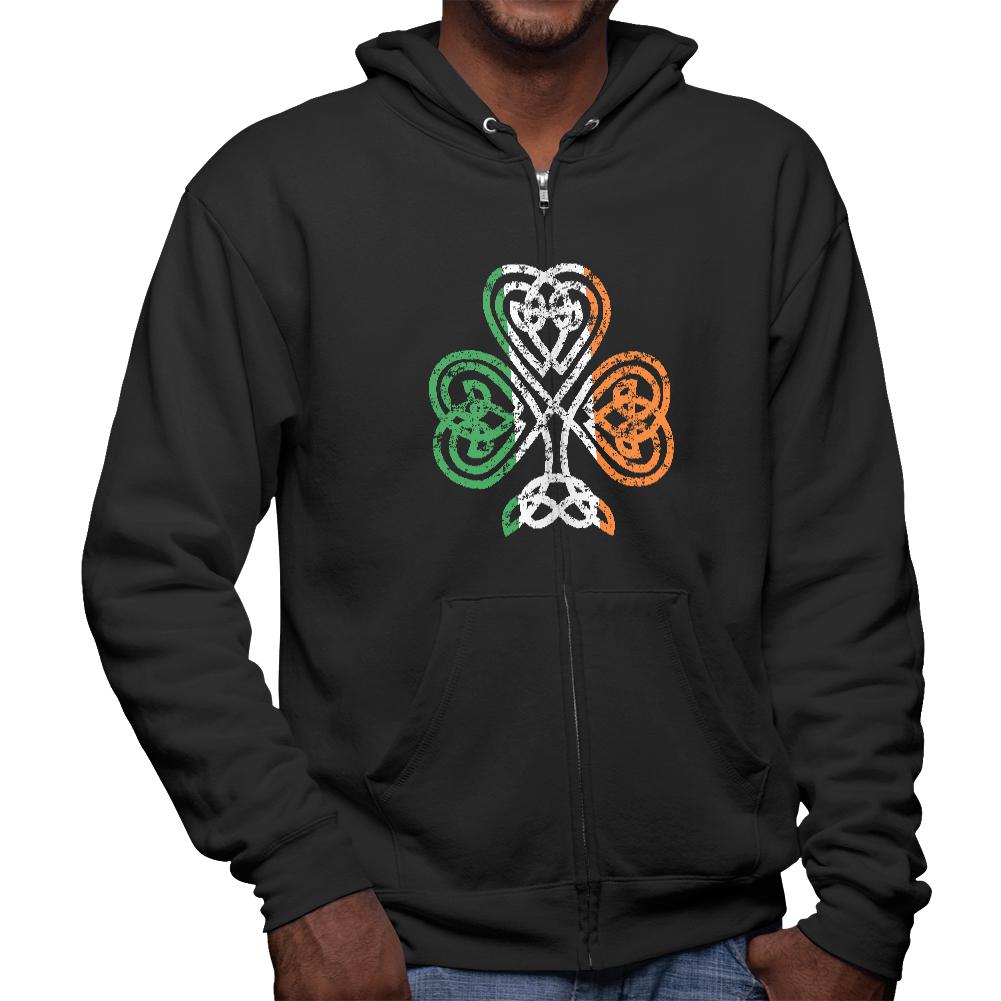 St. Patricks Day Shamrock Knot Mens Full Zip Hoodie Men's Hoodies Old Glory 2XL Black 