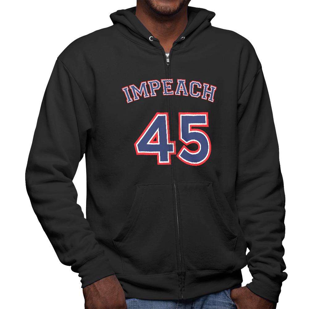 Impeach 45 45th President Donald Trump Mens Full Zip Hoodie Men's Hoodies Old Glory SM Black 