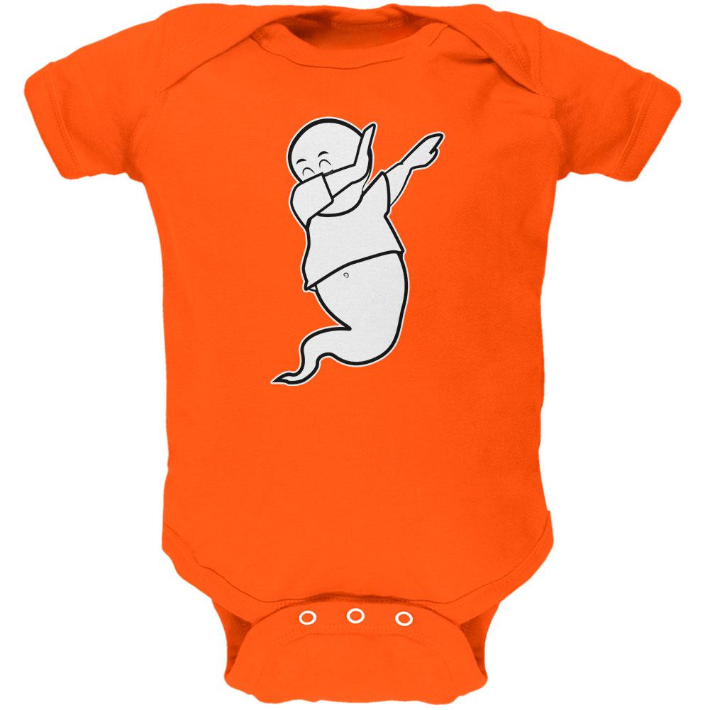 Halloween Dabbing Ghost Soft Baby One Piece Baby One Piece Old Glory 0-3M Orange 