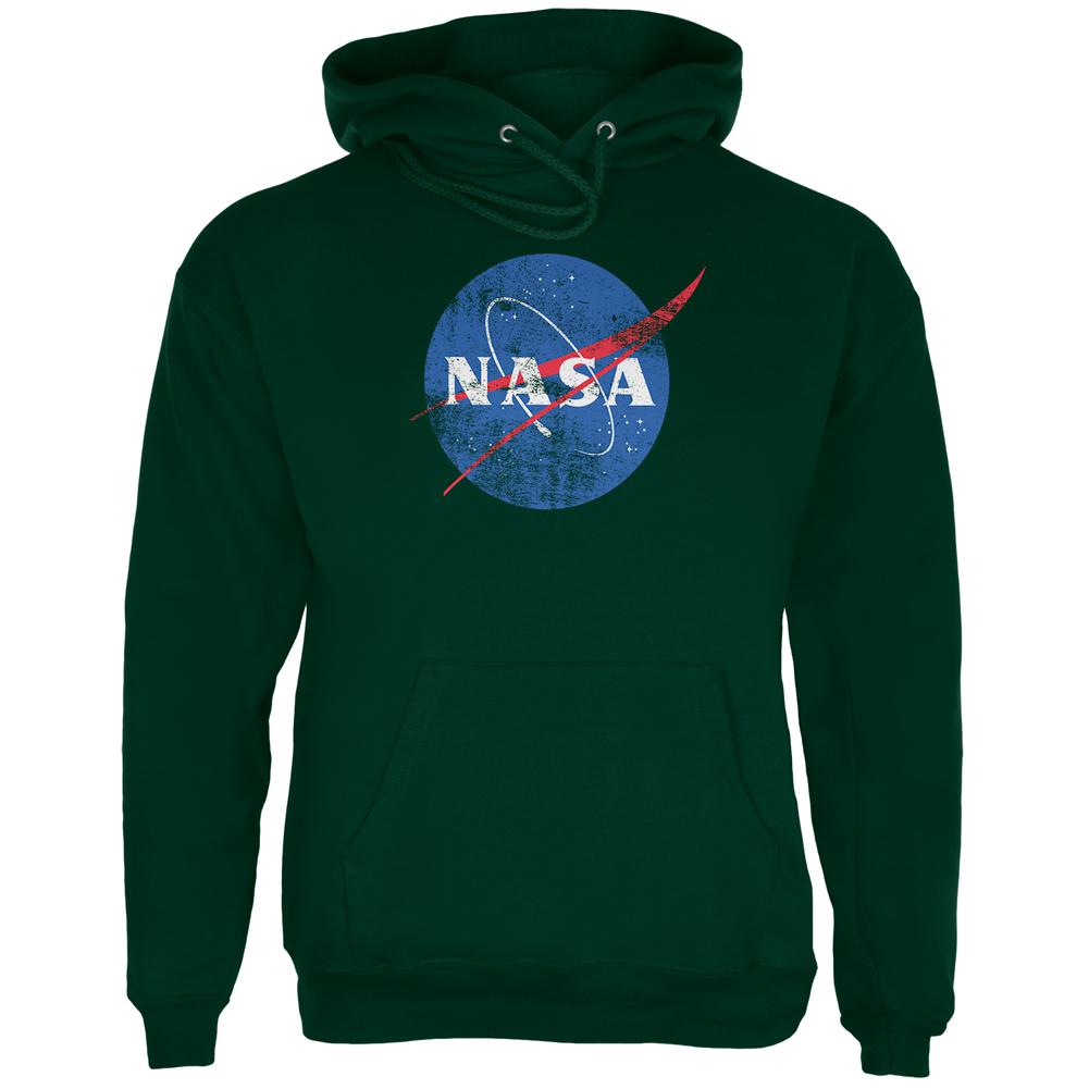 NASA Distressed Logo Mens Hoodie Men's Hoodies NASA 2XL Green 