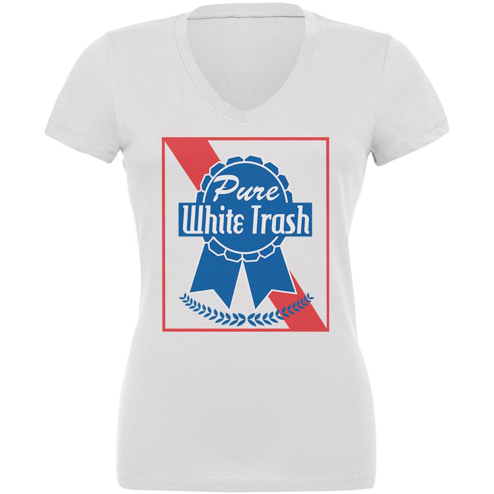 Pure White Trash Juniors V-Neck T Shirt Juniors T-Shirts Old Glory 2XL White 