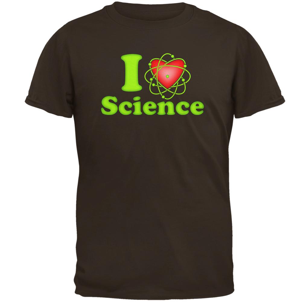 I Heart Science Atom Mens T Shirt Men's T-Shirts Old Glory SM Brown 