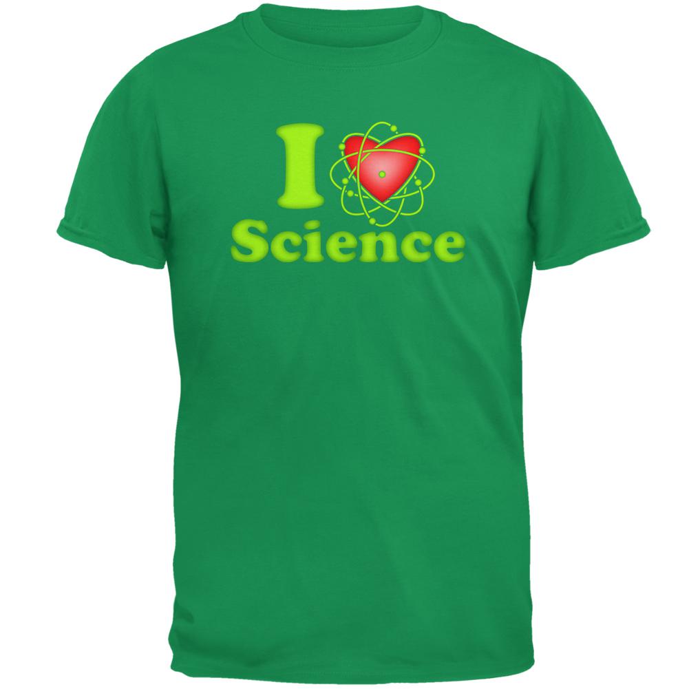 I Heart Science Atom Mens T Shirt Men's T-Shirts Old Glory SM Green 