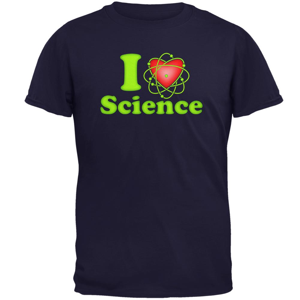 I Heart Science Atom Mens T Shirt Men's T-Shirts Old Glory SM Navy 