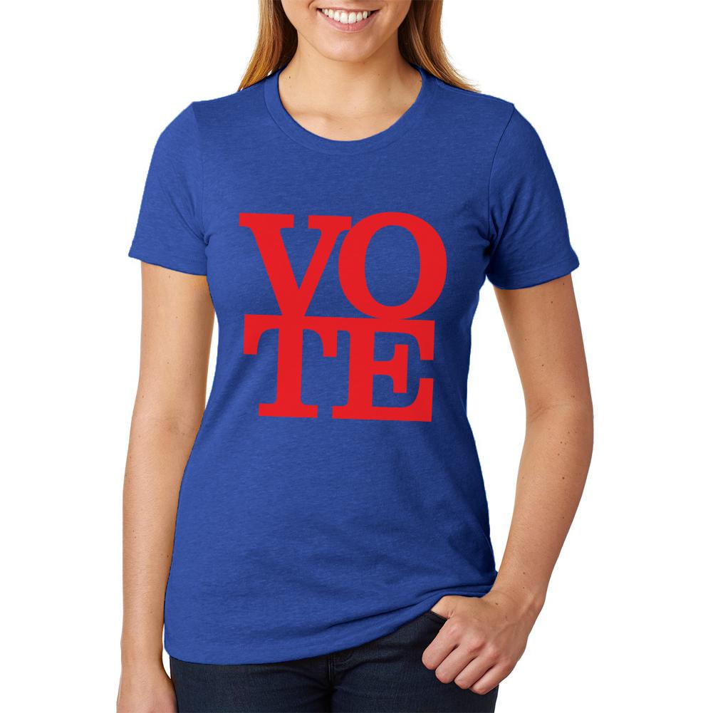 Election Vote Stacked Womens Soft Heather T Shirt Women's T-Shirts Old Glory 2XL Blue 