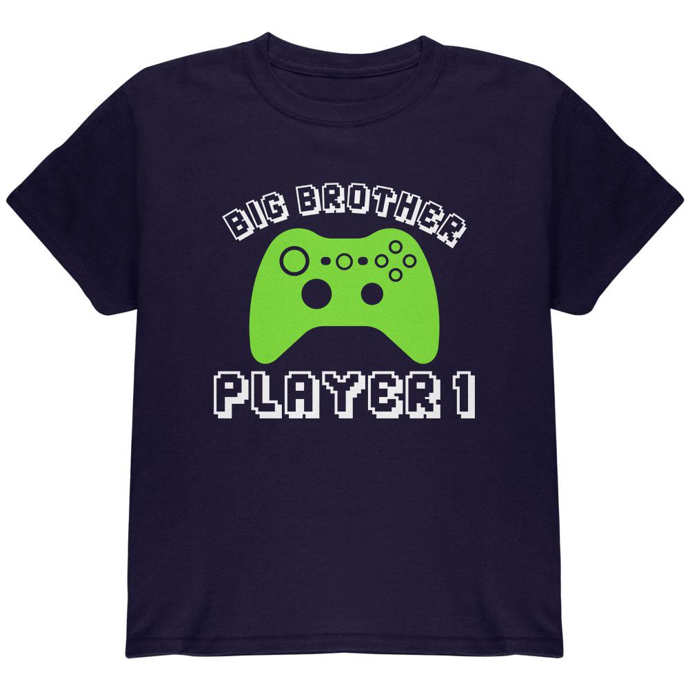 Big Brother Player 1 New Gamer Youth T Shirt Youth T-Shirts Old Glory LG Navy 