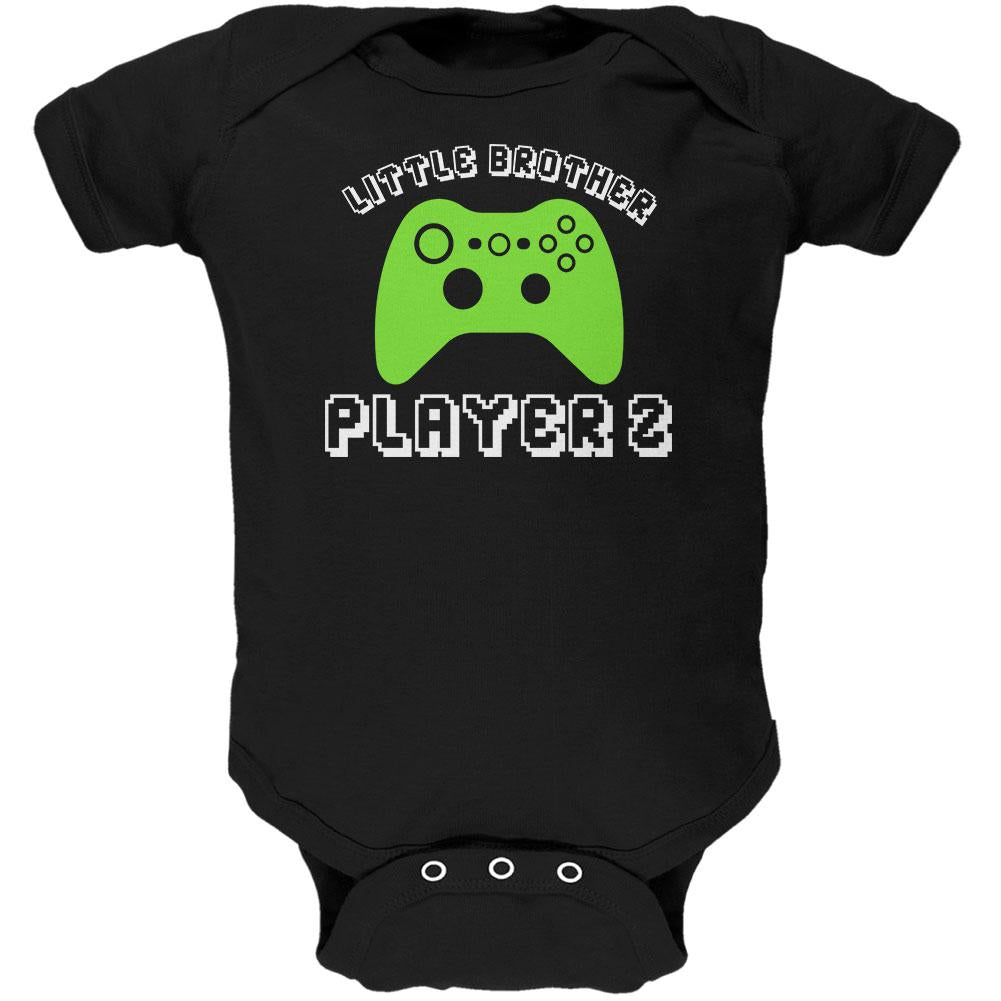 Little Brother Player 2 New Gamer Soft Baby One Piece Baby One Piece Old Glory 0-3M Black 