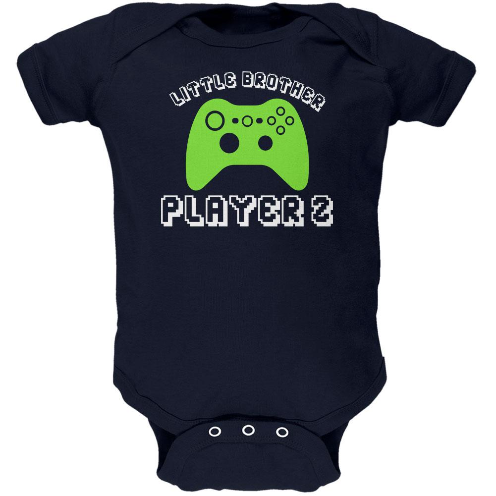 Little Brother Player 2 New Gamer Soft Baby One Piece Baby One Piece Old Glory 0-3M Navy 