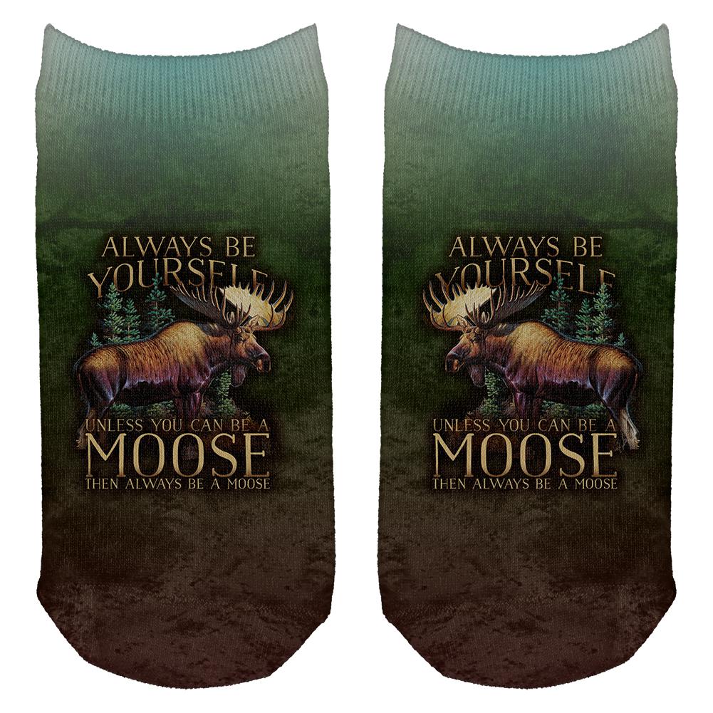 Always Be Yourself Unless Moose All Over Adult Ankle Socks Socks Old Glory OS White 