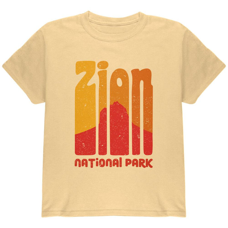 National Park Retro 70s Color Bars Zion Youth T Shirt Youth T-Shirts Old Glory LG Yellow 