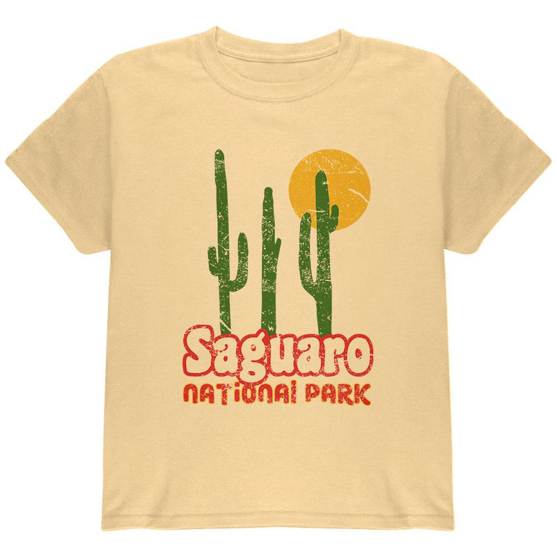 National Park Retro 70s Landscape Saguaro Youth T Shirt Youth T-Shirts Old Glory LG Yellow 