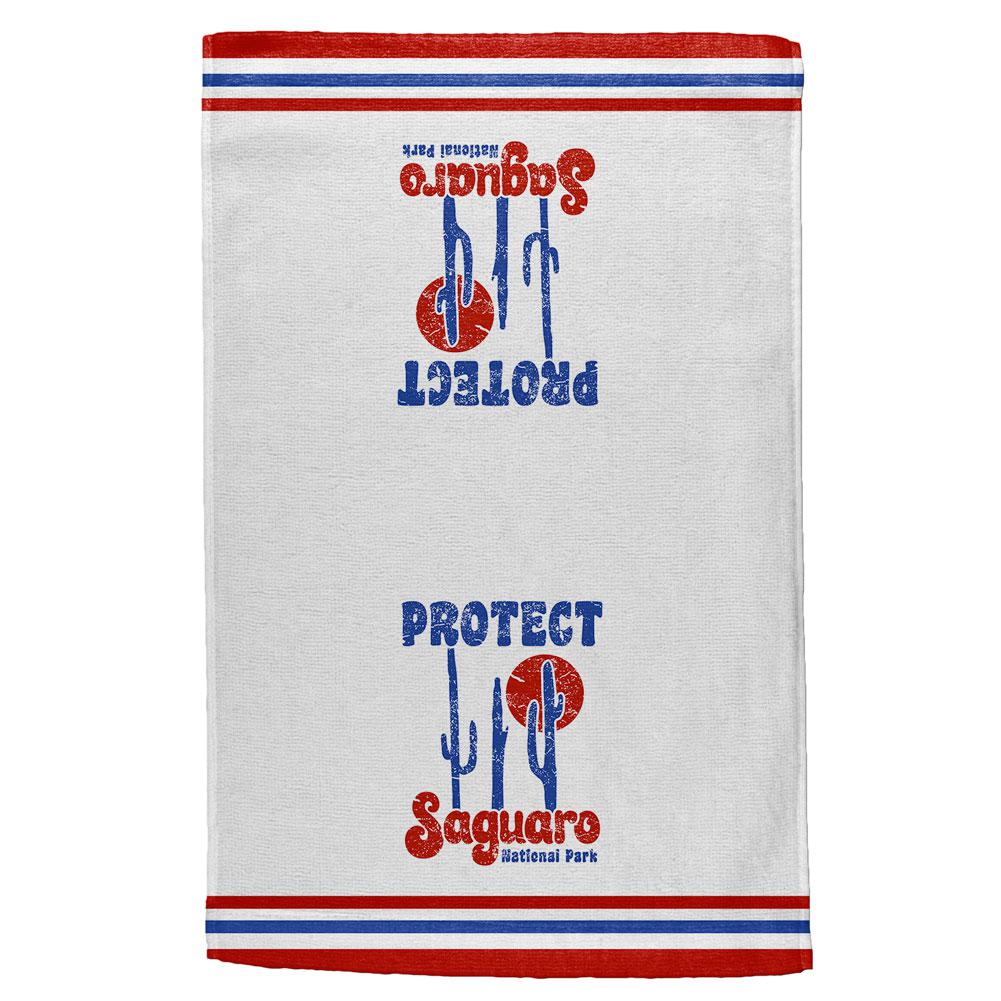 National Park Retro 70s Landscape Protect Saguaro All Over Hand Towel Hand Towel Old Glory OS White 