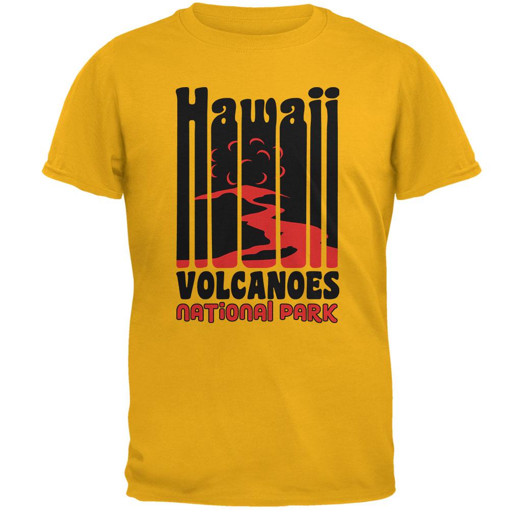 National Park Retro 70s Color Bars Hawaii Volcanoes Mens T Shirt Men's T-Shirts Old Glory 2XL Yellow 