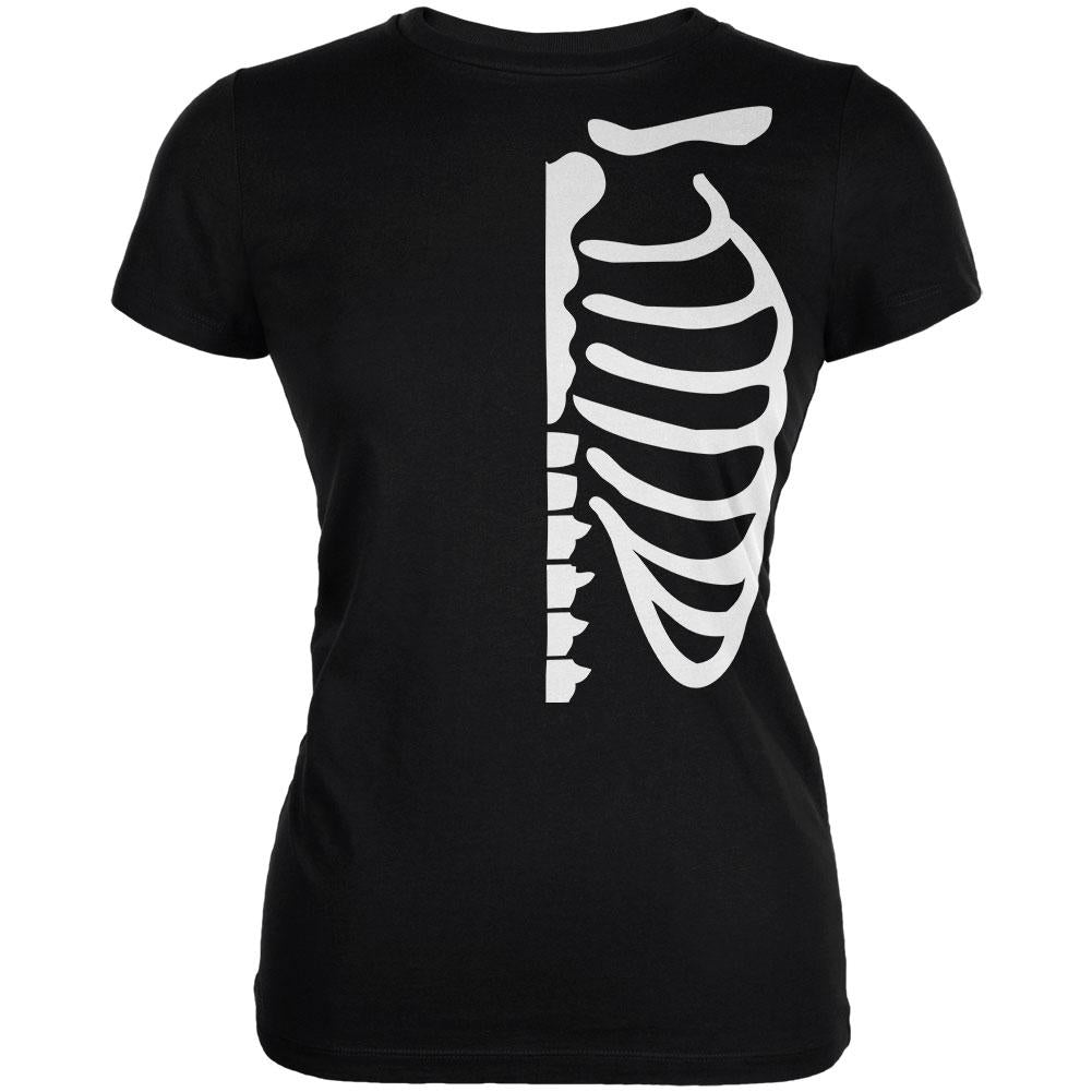 Halloween Half Skeleton Costume Juniors Soft T Shirt Juniors T-Shirts Old Glory 2XL Black 