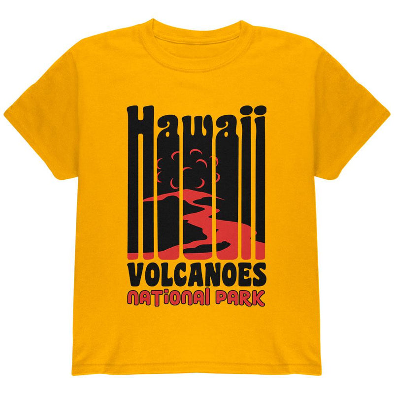 National Park Retro 70s Color Bars Hawaii Volcanoes Youth T Shirt Youth T-Shirts Old Glory LG Yellow 