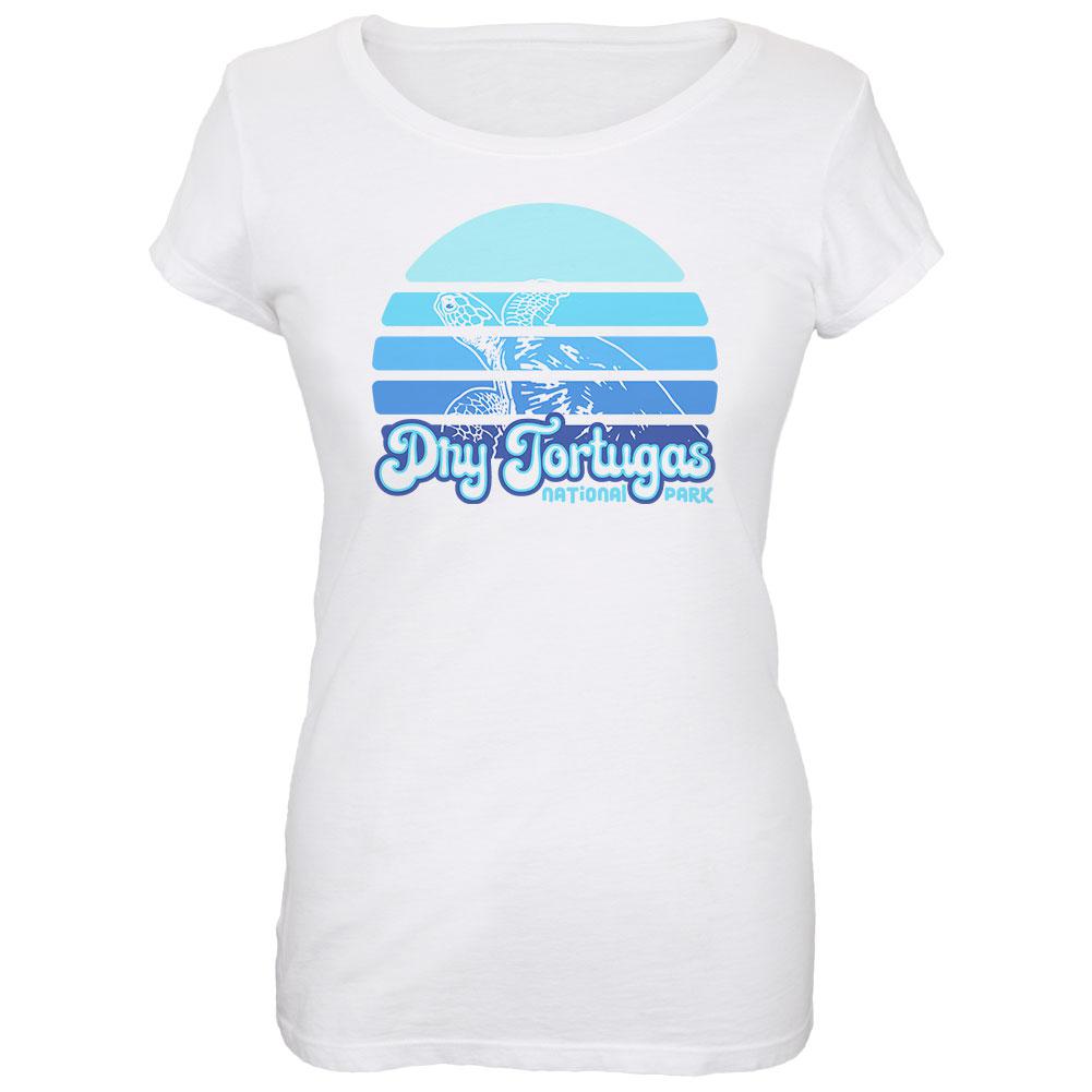 National Park Retro 70s Sunset Dry Tortugas Juniors Soft Scoop Neck T Shirt Juniors T-Shirts Old Glory 2XL White 