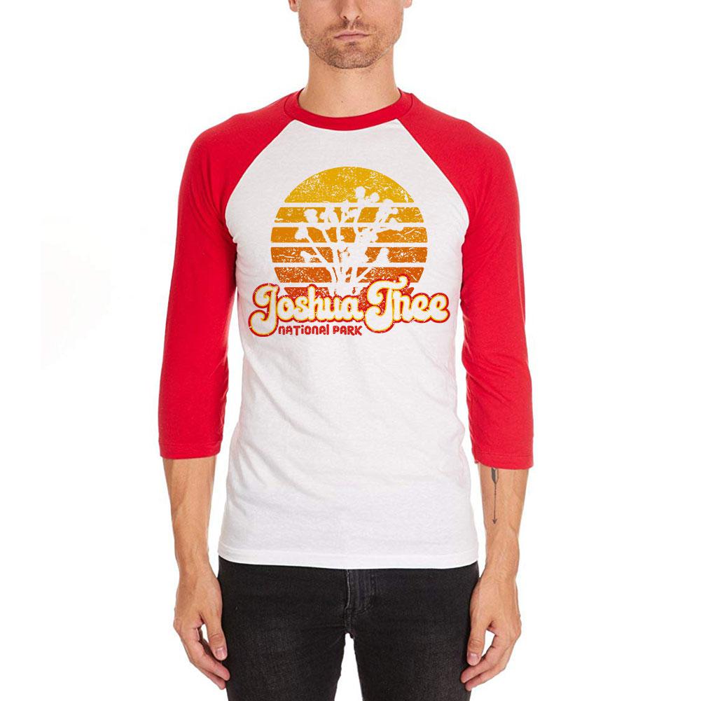 National Park Retro 70s Sunset Joshua Tree Mens Soft Raglan T Shirt Men's T-Shirts Old Glory 2XL White 