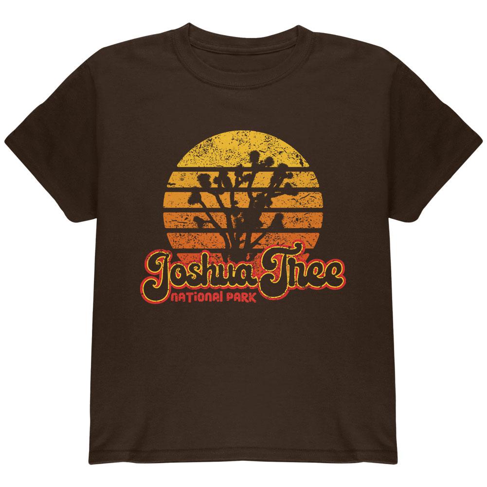 National Park Retro 70s Sunset Joshua Tree Youth T Shirt Youth T-Shirts Old Glory LG Brown 