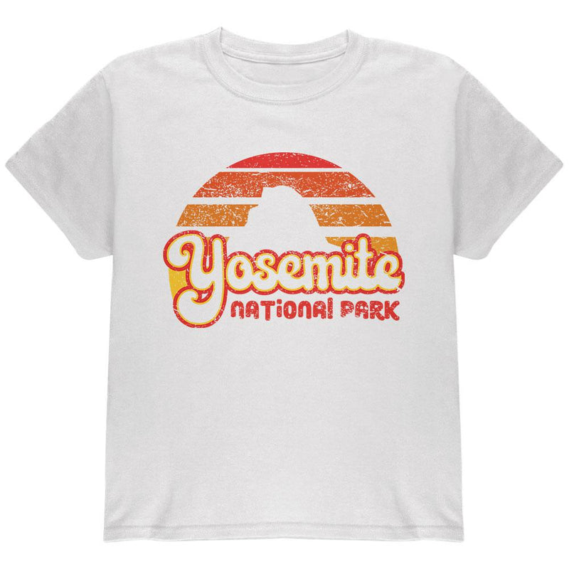 National Park Retro 70s Sunset Yosemite Youth T Shirt Youth T-Shirts Old Glory LG White 