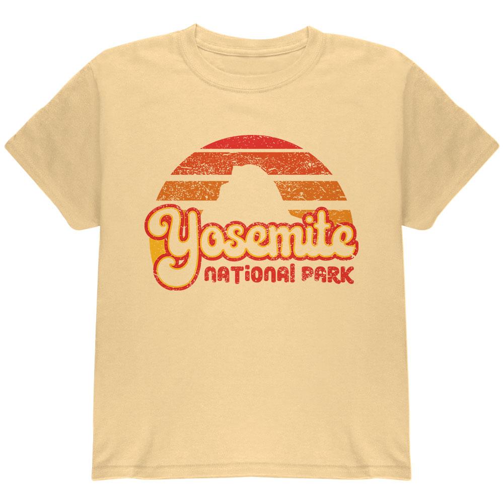 National Park Retro 70s Sunset Yosemite Youth T Shirt Youth T-Shirts Old Glory LG Yellow 