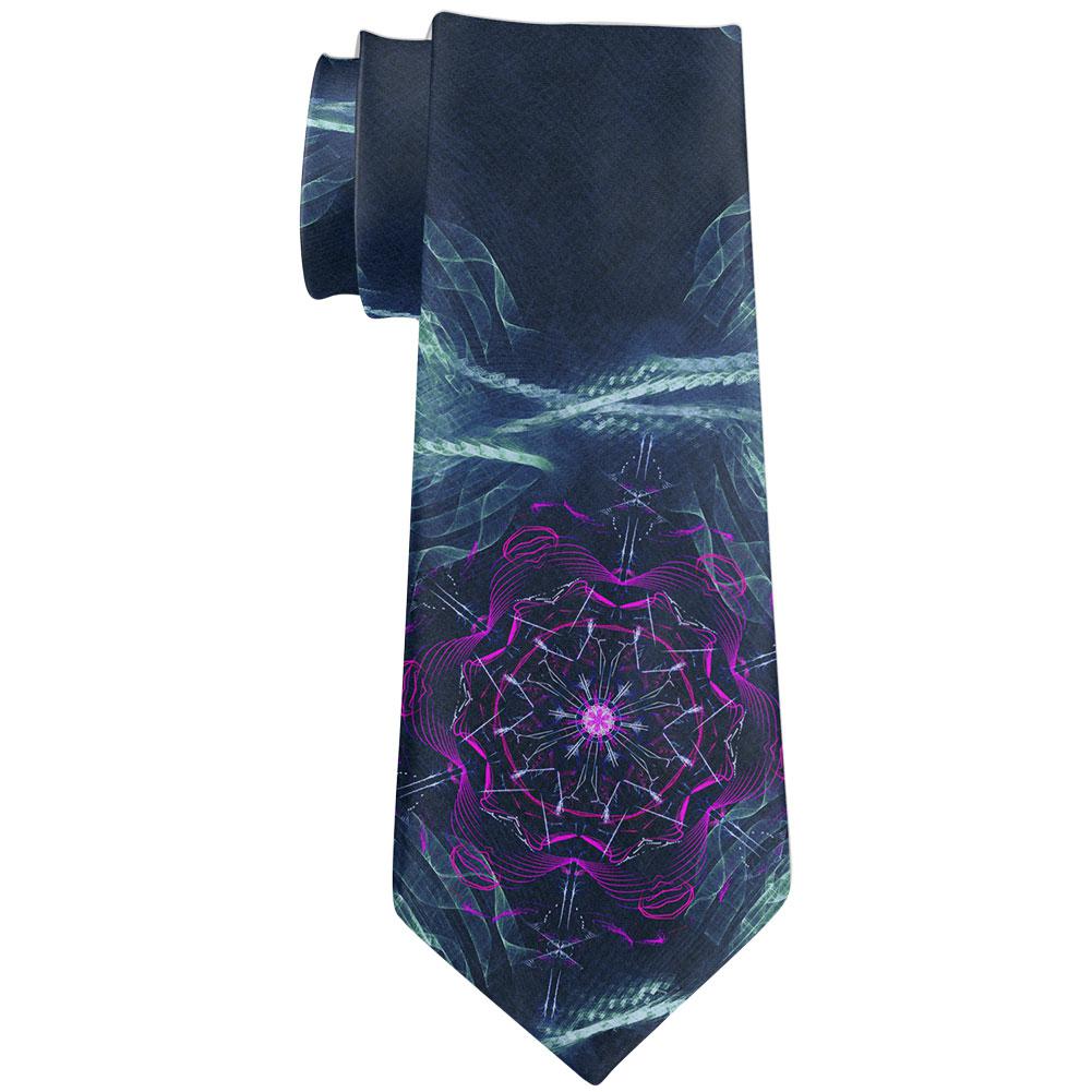 Fractal Steam Punk Gear Mandala All Over Neck Tie Men's Neck Ties Old Glory OS Multi 