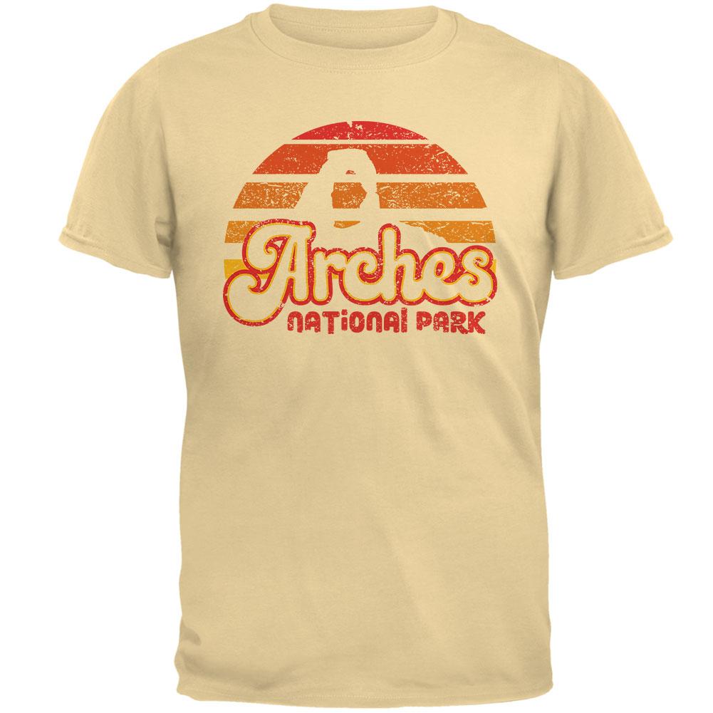 National Park Retro 70s Sunset Arches Mens T Shirt Men's T-Shirts Old Glory 2XL Yellow 