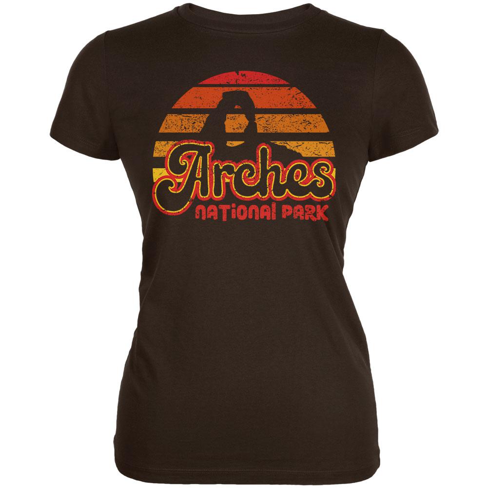 National Park Retro 70s Sunset Arches Juniors Soft T Shirt Juniors T-Shirts Old Glory 2XL Brown 