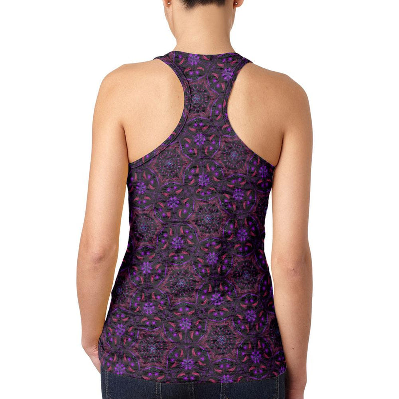 EDM Yogi Trippy Purple Mandala Juniors Burnout Racerback Tank Top Tank Tops Old Glory   