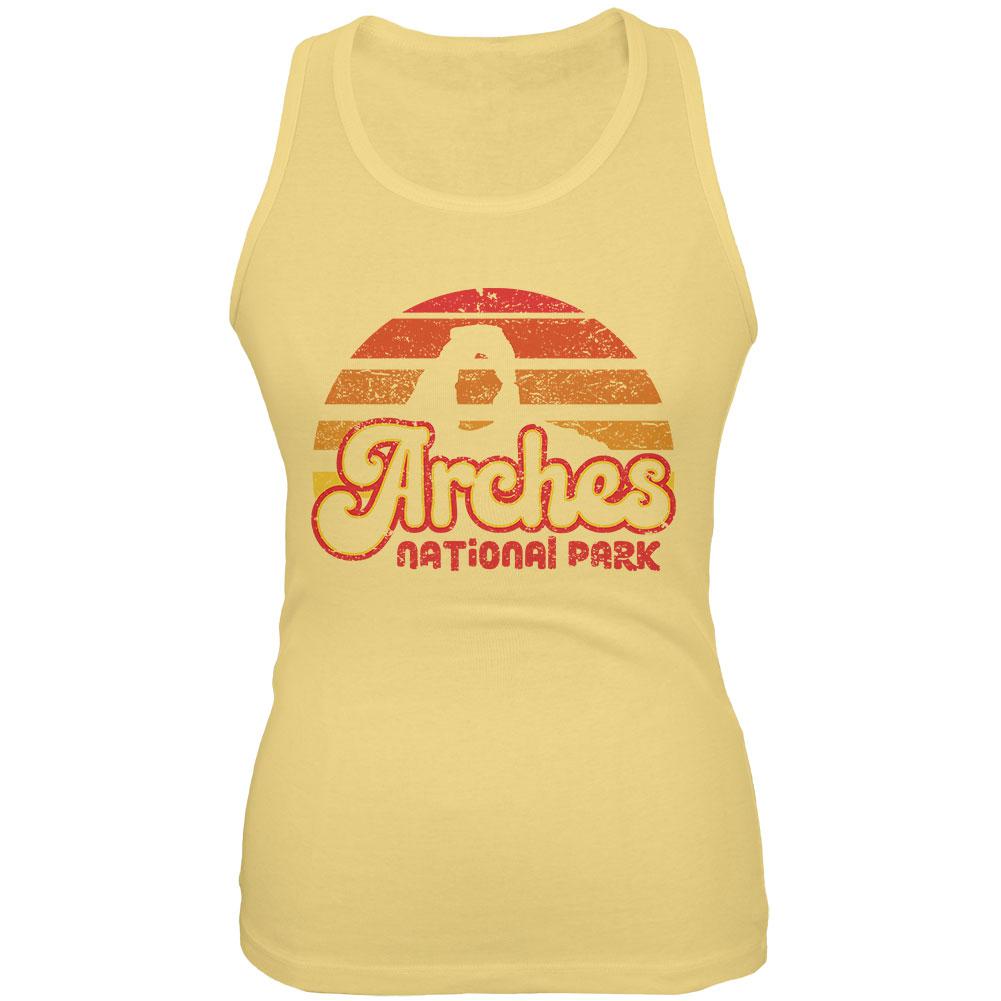 National Park Retro 70s Sunset Arches Juniors Soft Tank Top Juniors Tank Tops Old Glory 2XL Yellow 