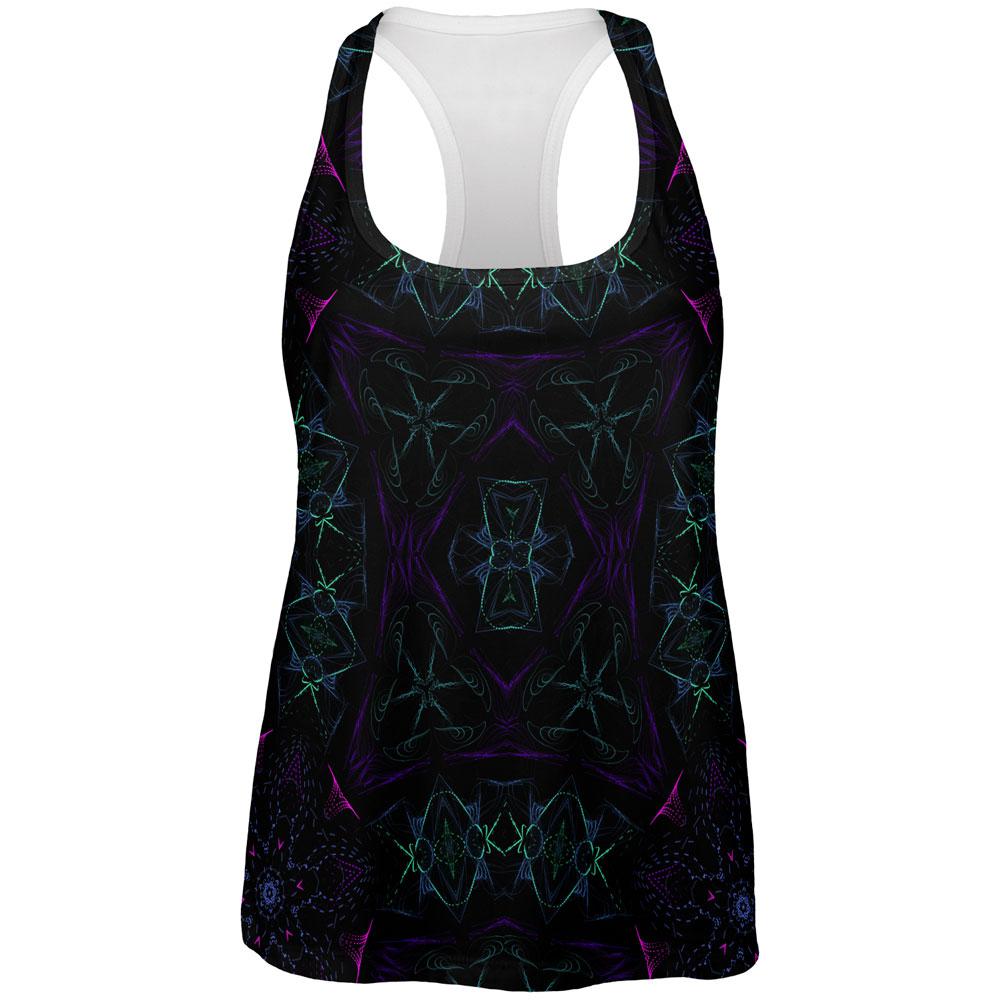 Rock Metal Neon Mandala All Over Womens Work Out Tank Top Women's Tank Tops Old Glory 2XL Multi 