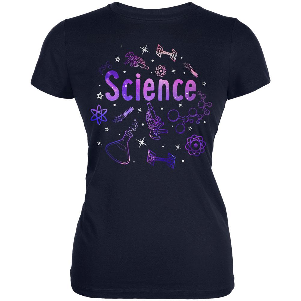 Science Tools Atoms Space Scientist Teacher Juniors Soft T Shirt Juniors T-Shirts Old Glory 2XL Navy 