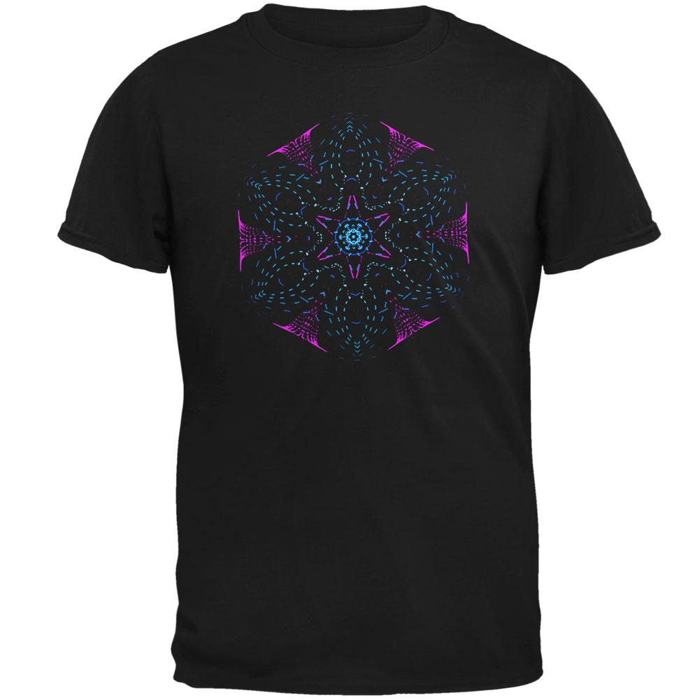 EDM Gloving Abstract Mandala Mens T Shirt Men's T-Shirts Old Glory 2XL Black 