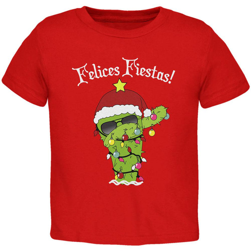 Christmas Dabbing Cactus Felices Fiestas Happy Holidays Toddler T Shirt Toddler T-Shirts Old Glory 2T Red 