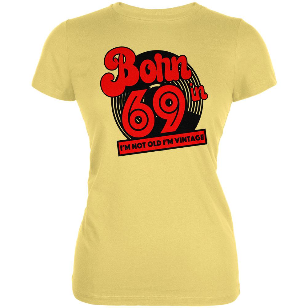 Born In 1969 Record I'm Not Old I'm Vintage Juniors Soft T Shirt Juniors T-Shirts Old Glory 2XL Yellow 